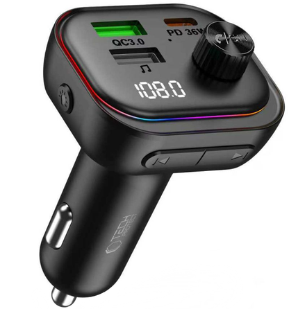 Tech-Protect CC07 Bluetooth FM Modulator, 2 x USB-A - 1 x USB-C