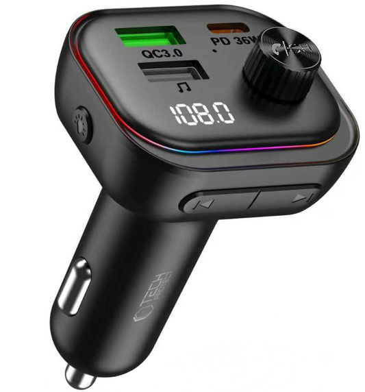 Modulador FM Bluetooth Tech-Protect CC07, 2 x USB-A - 1 x USB-C