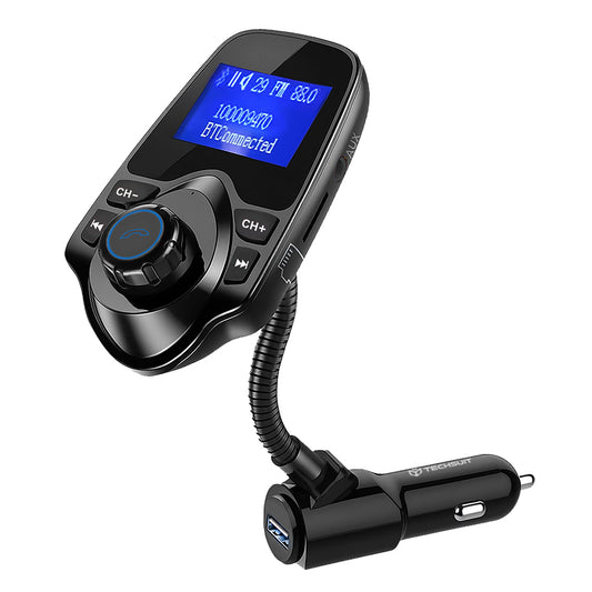 Modulador FM Bluetooth Techsuit MFM4, 1 x USB-A - 1 x 3.5mm - 1 x microSD, Preto