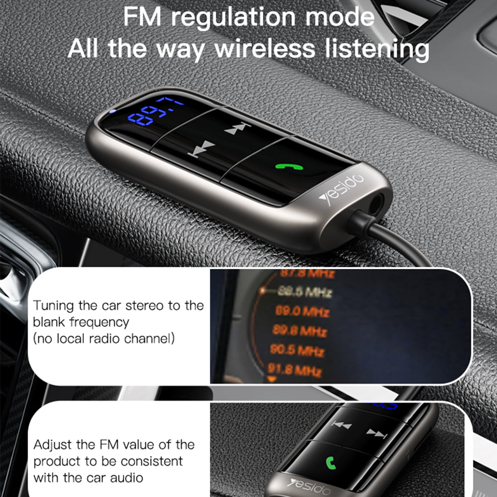 Modulador FM Bluetooth Yesido YAU32, 1 x 3.5mm - 1 x microSD