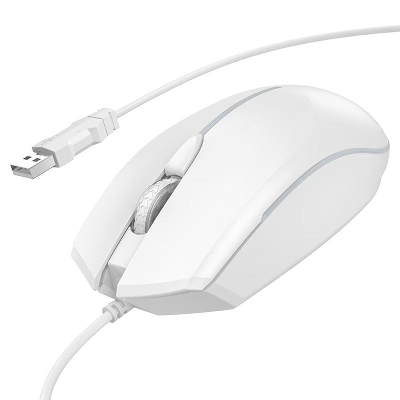 Rato Gaming Com Fio USB HOCO GM37, RGB, 2400DPI, Branco