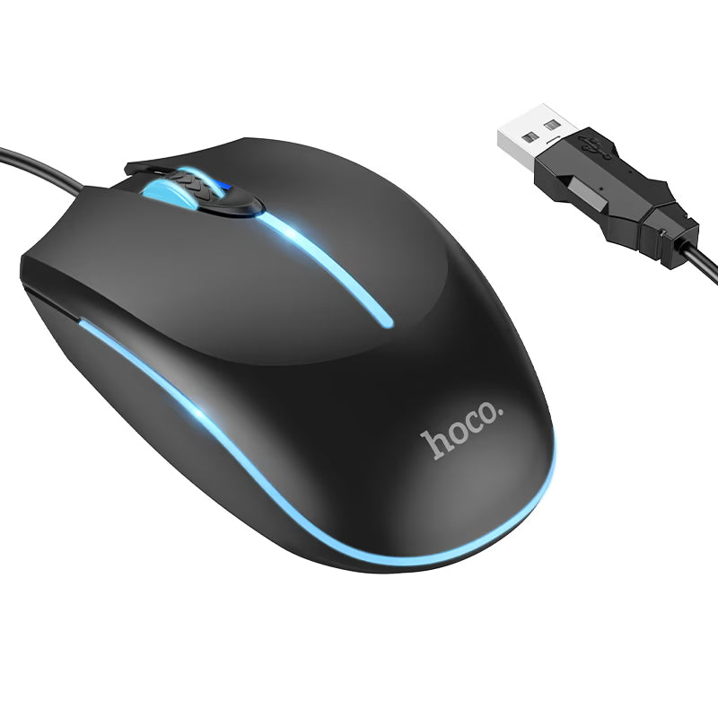 Rato Gaming Com Fio USB HOCO GM37, RGB, 2400DPI, Preto