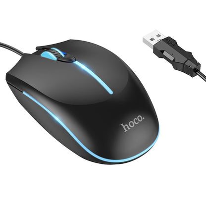Rato Gaming Com Fio USB HOCO GM37, RGB, 2400DPI, Preto
