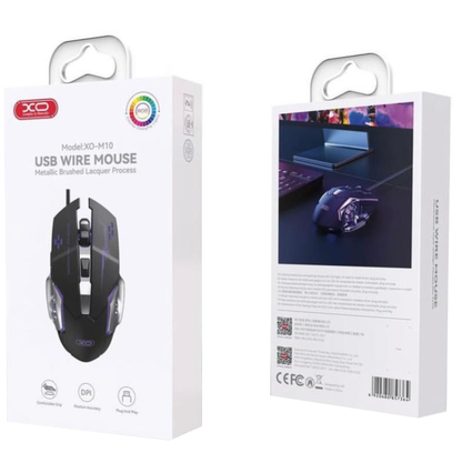 Rato Gaming Com Fio USB XO Design M10, RGB, 3200DPI, Preto