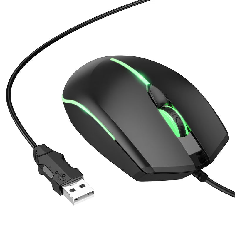 Rato Gaming Com Fio USB HOCO GM37, RGB, 2400DPI, Preto