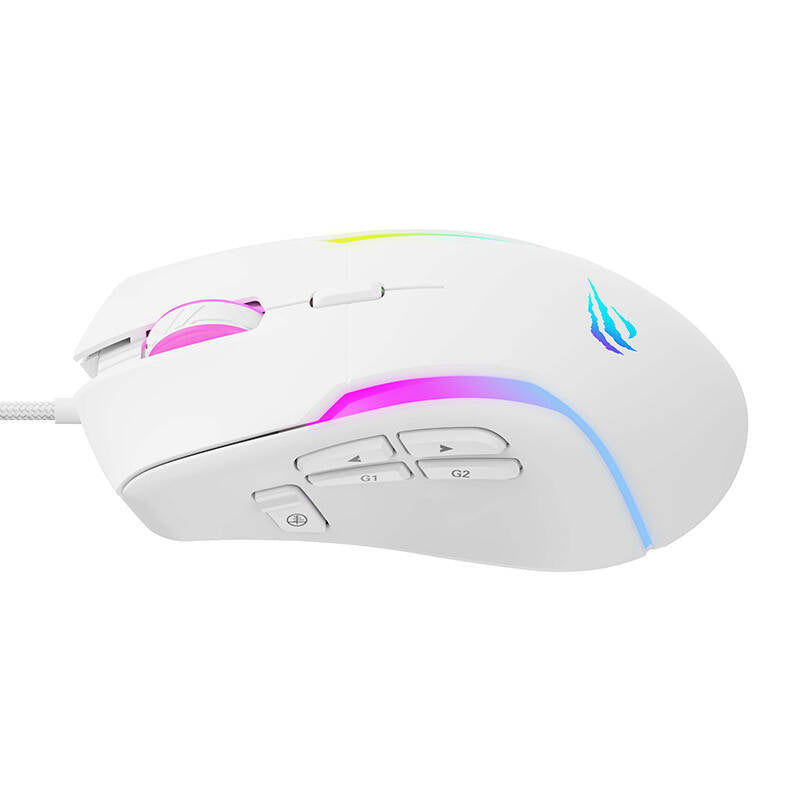 Mouse Gaming Wired USB HAVIT MS1033, RGB, 800DPI - 8000DPI, Branco