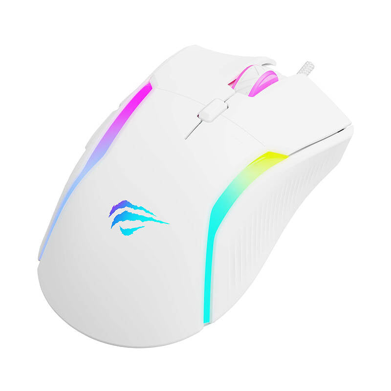 Mouse Gaming Wired USB HAVIT MS1033, RGB, 800DPI - 8000DPI, Branco