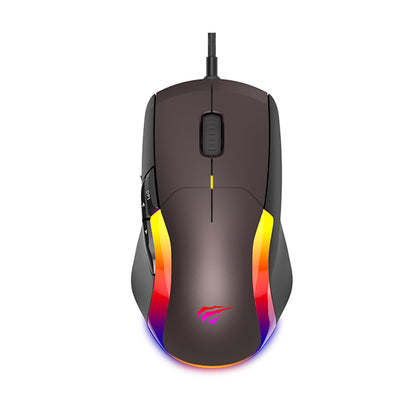 Mouse Gaming com Fio USB HAVIT MS959S, RGB, 1200DPI - 8000DPI, 1.6m, Preto Ocre