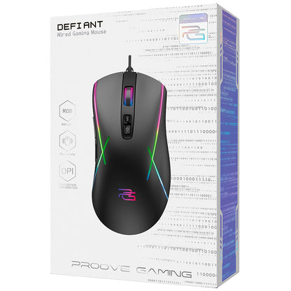 Mouse Gaming Wired USB Proove Defiant, RGB, 7200DPI, Preto CMDE00000102