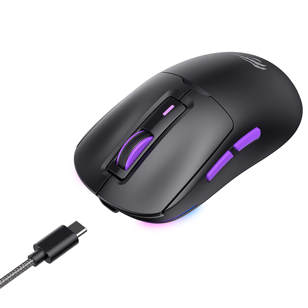 Mouse Gaming Wireless HAVIT MS969WB, RGB, 1000DPI - 16000DPI, BT / Wi-Fi / Com fio, Preto