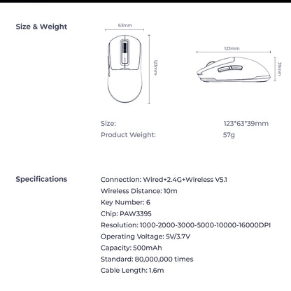 Mouse Gaming Wireless HAVIT MS969WB, RGB, 1000DPI - 16000DPI, Preto