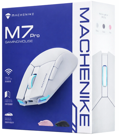 Machenike M7 Pro Wireless Gaming Mouse, RGB, 1000 DPI–26000 DPI, White