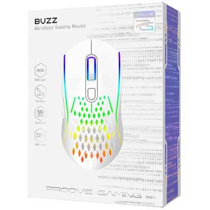 Mouse Gaming Wireless Proove Buzz, RGB, 800DPI - 4800DPI, Branco WMBU00022402
