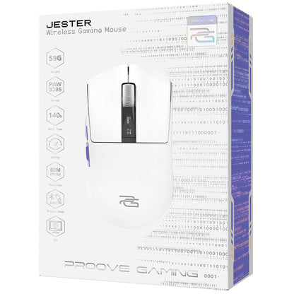 Mouse Gaming Wireless Proove Jester, 800DPI - 26000DPI, Display OLED, Branco WMJS00022002