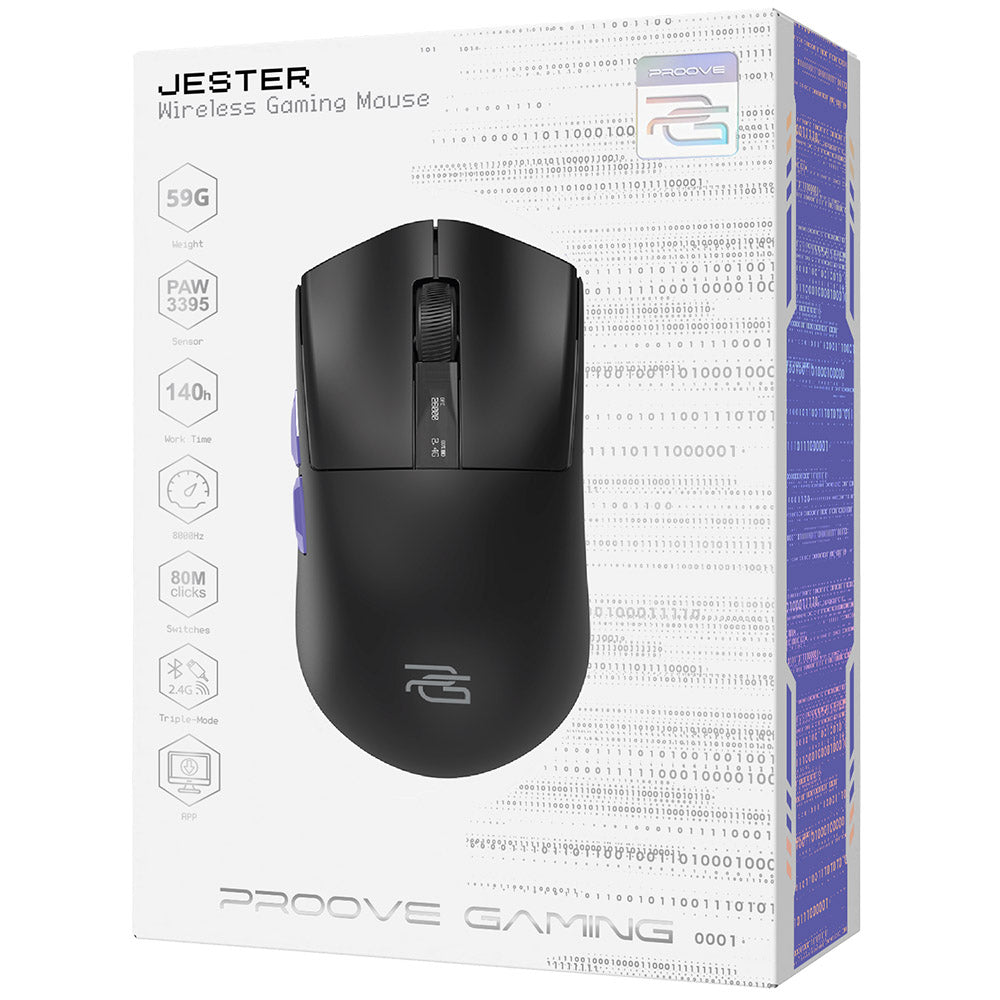 Mouse Gaming Wireless Proove Jester, 800DPI - 26000DPI, Display OLED, Preto WMJS00022001