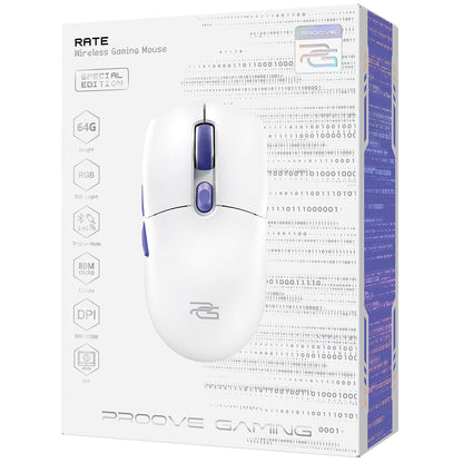 Mouse Gaming Wireless Proove Rate Edição Especial, 800DPI - 12000DPI, Branco CMRTWRS03002