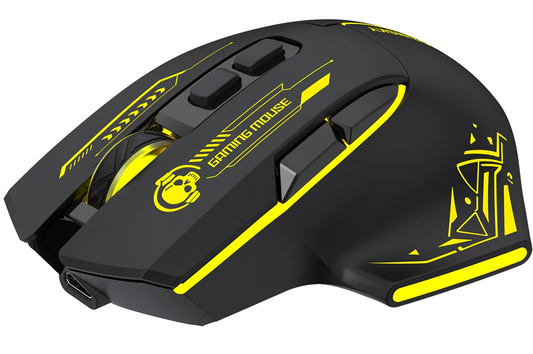 Rato Gaming Sem Fios WZK WMGB-1181, 3200DPI, Preto Amarelo