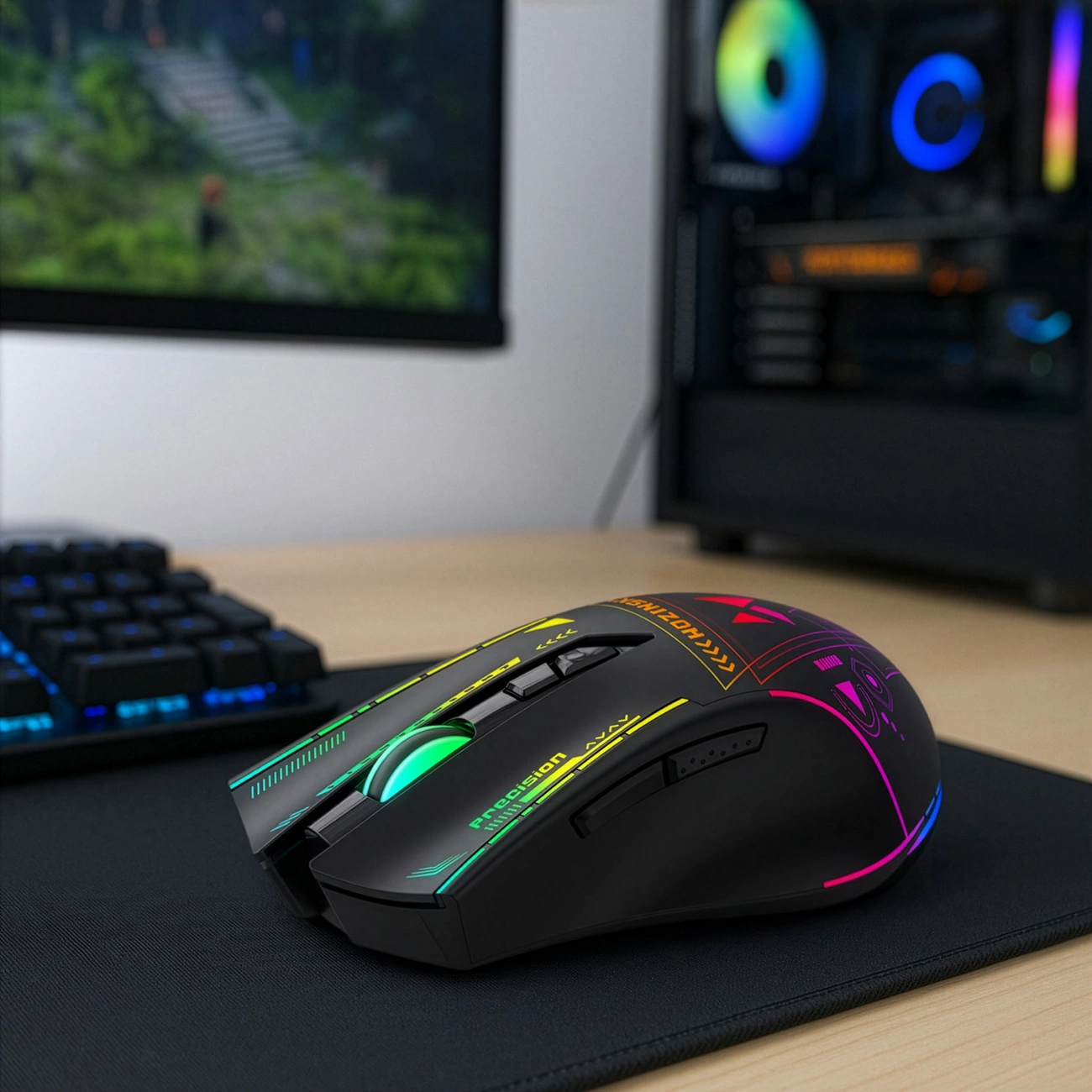 Rato Gaming Wireless WZK WMGB-3200, 3200DPI, RGB, Preto