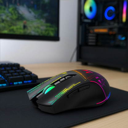 Rato Gaming Wireless WZK WMGB-3200, 3200DPI, RGB, Preto