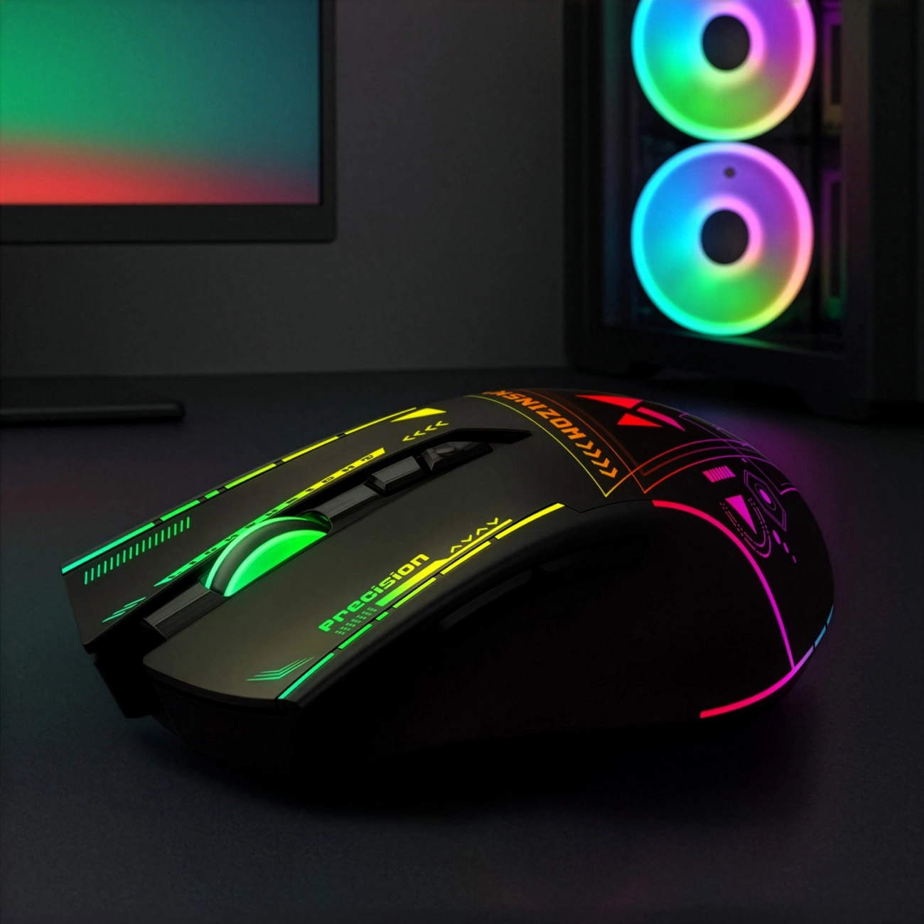 Rato Gaming Wireless WZK WMGB-3200, 3200DPI, RGB, Preto