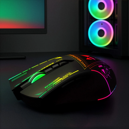 Rato Gaming Wireless WZK WMGB-3200, 3200DPI, RGB, Preto