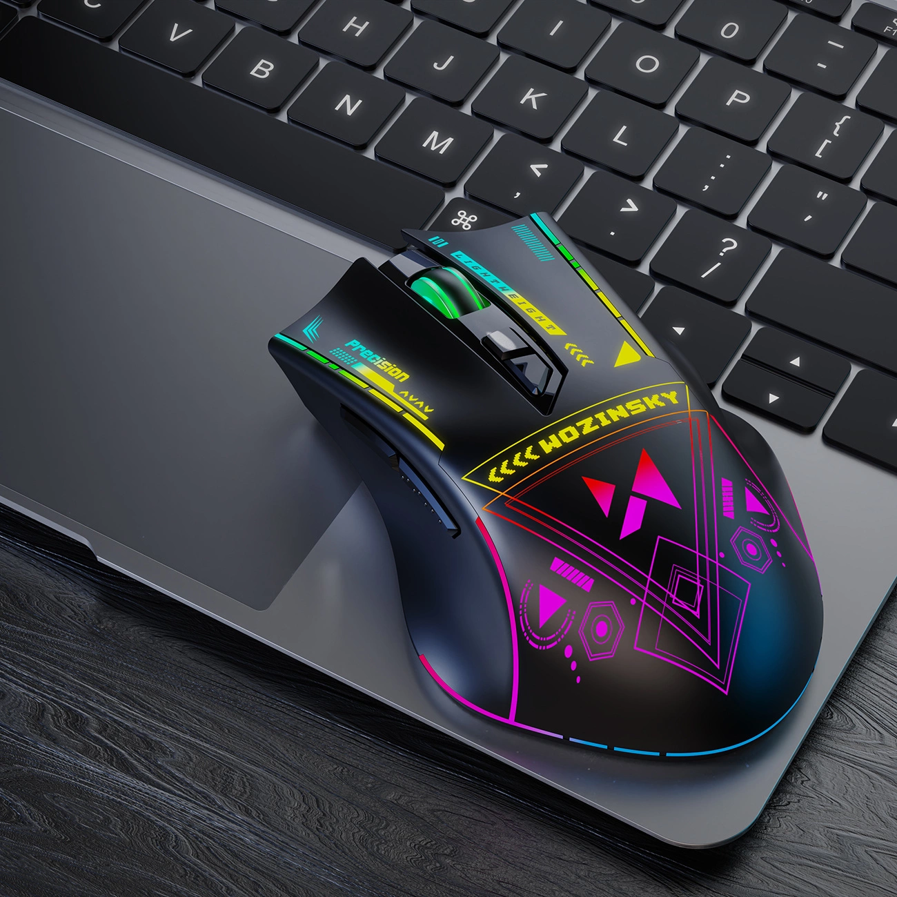 Rato Gaming Wireless WZK WMGB-3200, 3200DPI, RGB, Preto