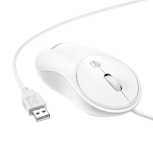 Rato com Fio USB HOCO GM13, 1600DPI, Branco