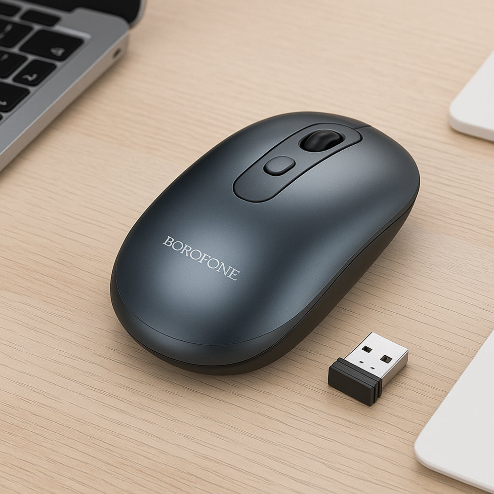 Mouse Wireless Borofone BG13 Winner, 1600DPI, Cinzento