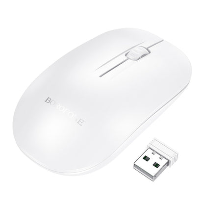 Mouse Wireless Borofone BG14 Planet, 1000DPI, BT / Wi-Fi, Branco