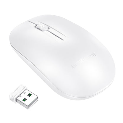Mouse Wireless Borofone BG14 Planet, 1000DPI, BT / Wi-Fi, Branco