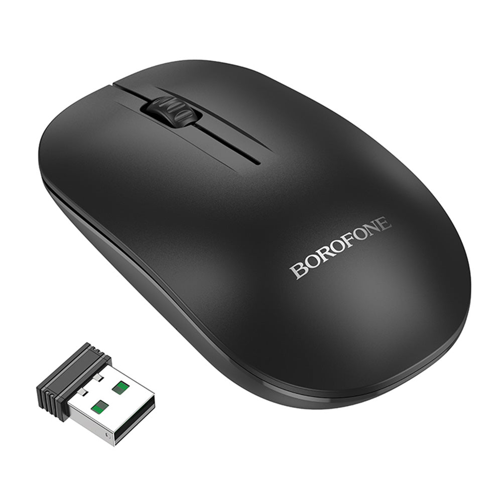 Mouse Wireless Borofone BG14 Planet, 1000DPI, BT / Wi-Fi, Preto