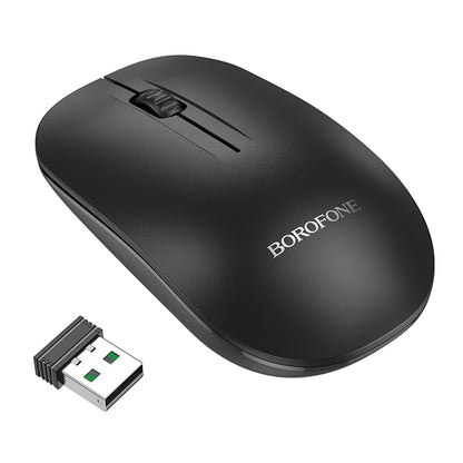 Mouse Wireless Borofone BG14 Planet, 1000DPI, BT / Wi-Fi, Preto