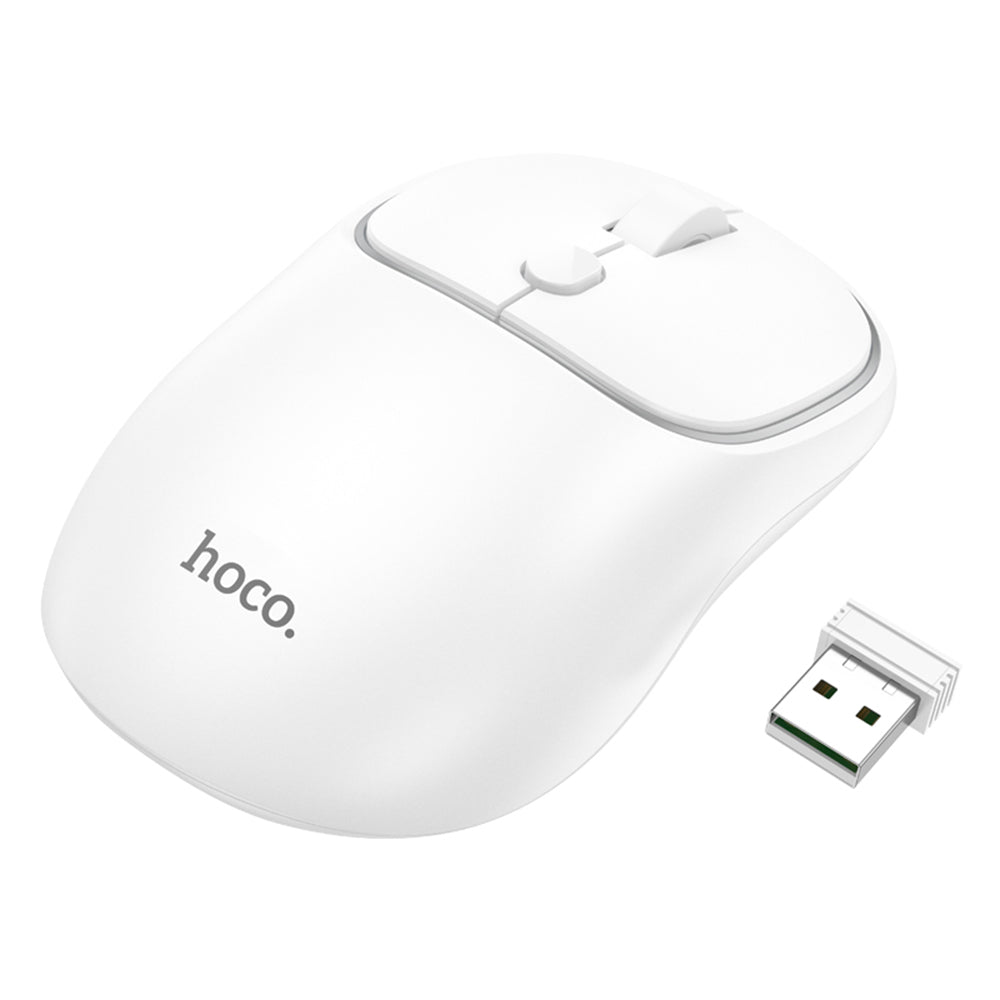 Mouse Wireless HOCO GM25, 1600DPI, BT / Wi-Fi, Branco