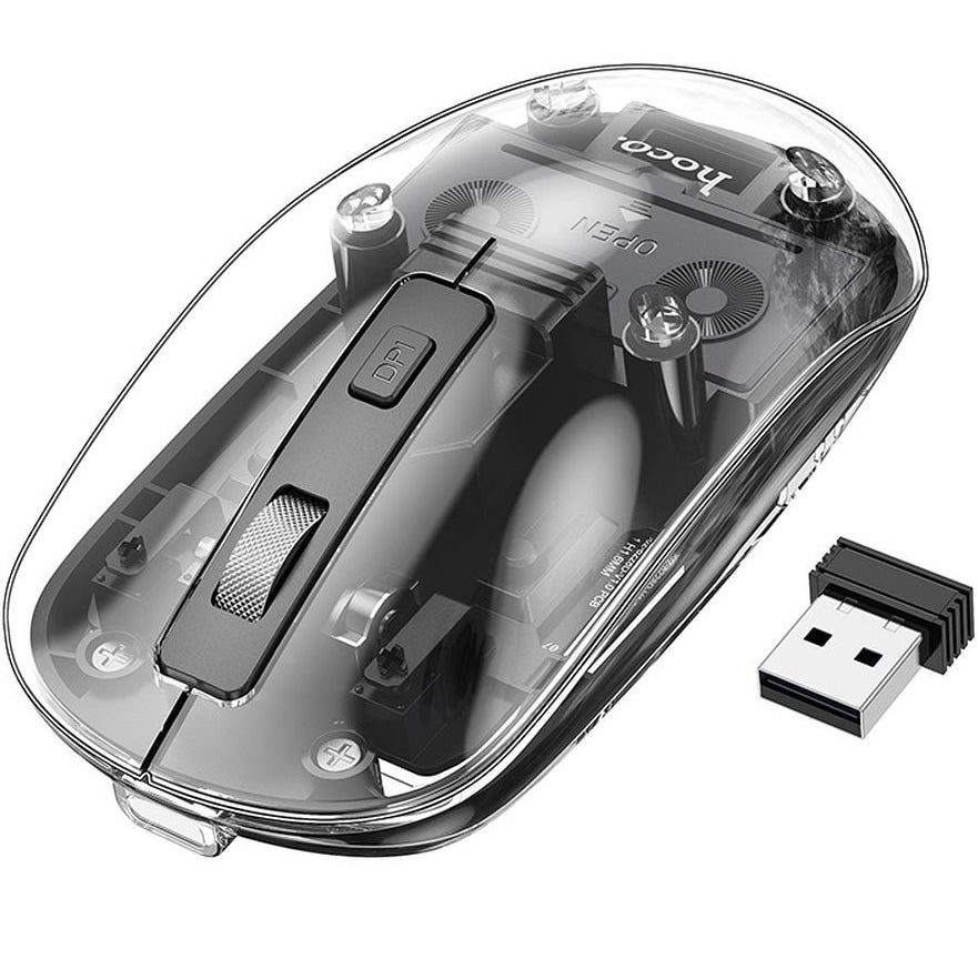 Mouse Wireless HOCO GM29, 1600DPI, BT / Wi-Fi, Preto