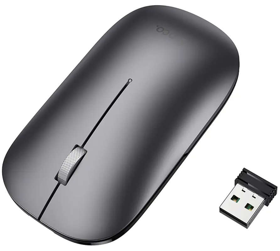 Rato Sem Fios HOCO GM43, 1600DPI, BT / Wi-Fi, Cinzento