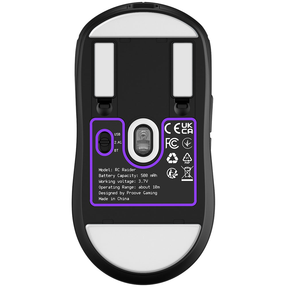 Mouse Wireless Proove RC Raider 8K, 800DPI - 32000DPI, BT / Wi-Fi / Com fio, Preto WMRR00122001