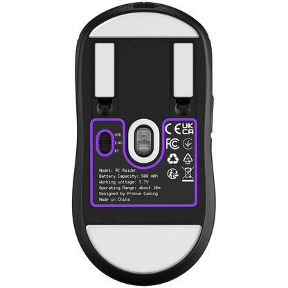 Mouse Wireless Proove RC Raider 8K, 800DPI - 32000DPI, BT / Wi-Fi / Com fio, Preto WMRR00122001