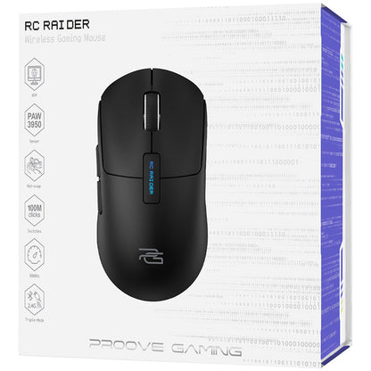 Mouse Wireless Proove RC Raider 8K, 800DPI - 32000DPI, BT / Wi-Fi / Com fio, Preto WMRR00122001