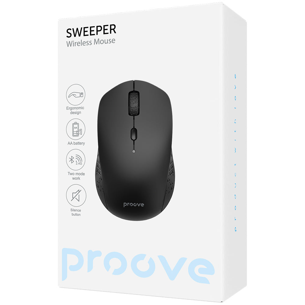 Mouse Wireless Proove Sweeper, 800DPI - 1600DPI, BT / Wi-Fi, Preto WMSW00011001