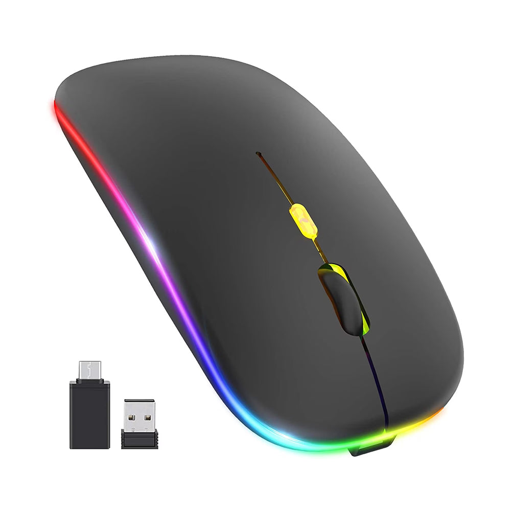 Mouse Wireless Techsuit M1, RGB, 1600DPI, Preto