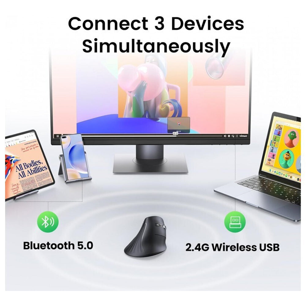 Mouse Wireless UGREEN MU008, 4000DPI, Preto