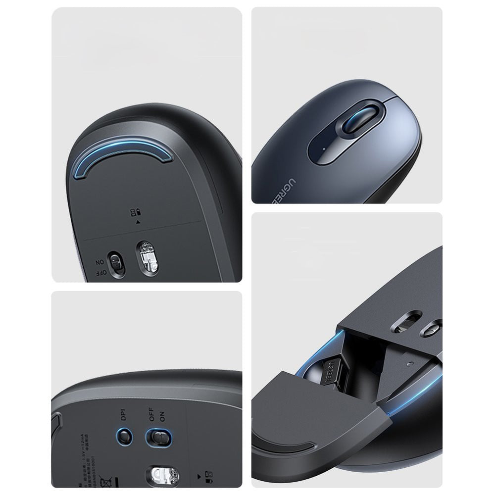 Mouse Wireless UGREEN MU105, 2400DPI, Azul-marinho