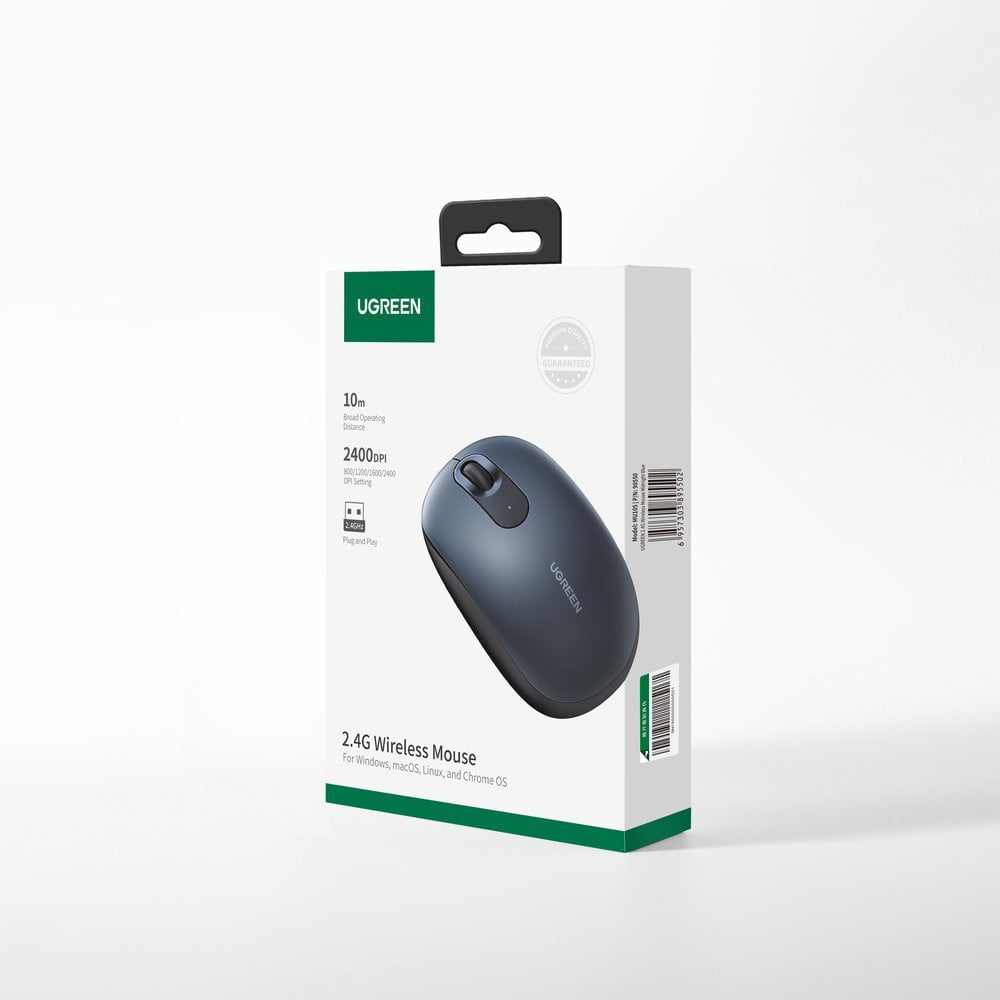 Mouse Wireless UGREEN MU105, 2400DPI, Azul-marinho