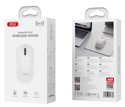 Rato Sem Fios XO Design M15, 1600DPI, BT / Wi-Fi, Branco