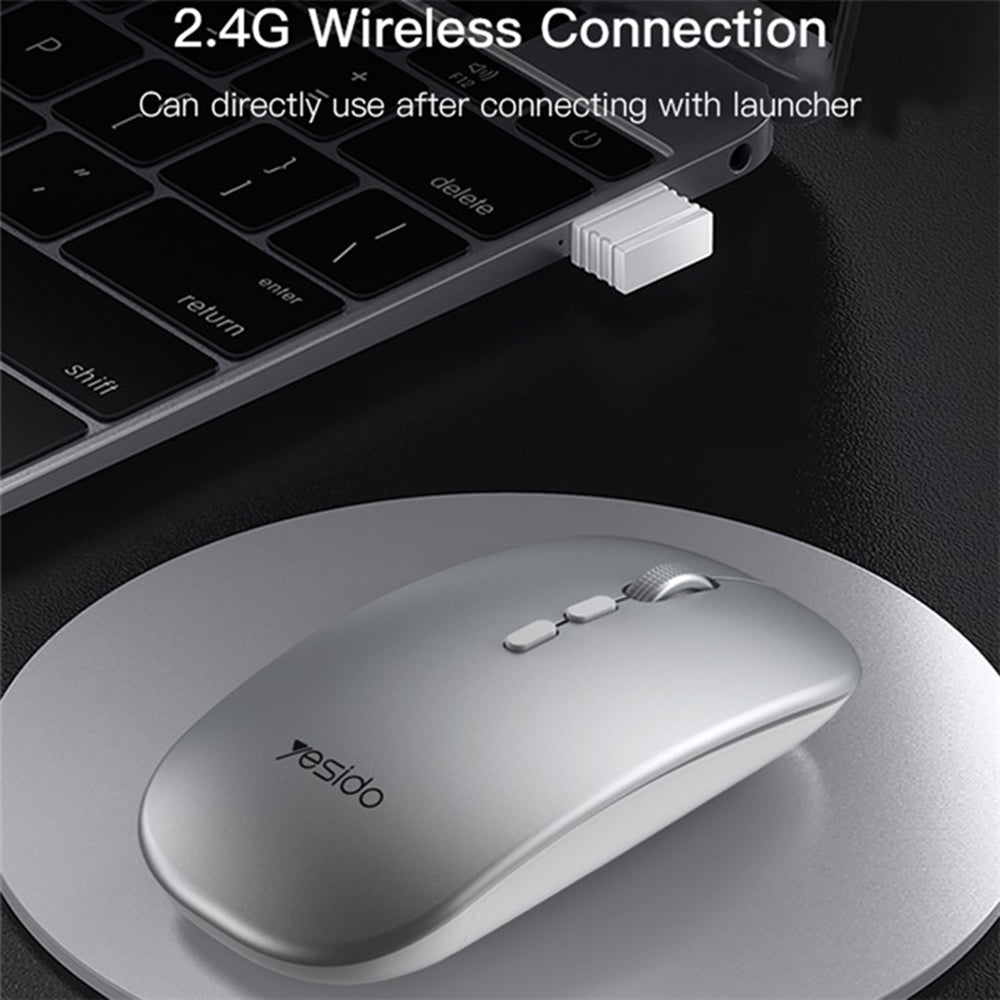 Mouse Wireless Yesido KB15, 800DPI - 1600DPI, Prateado