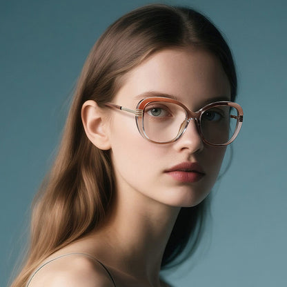 Techsuit 2265 Women's Computer Glasses, Anti-Blue Light, Light Brown