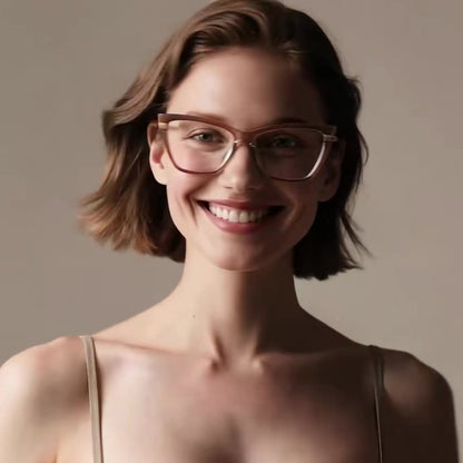 Techsuit 2271 Women's Computer Glasses, Anti-Blue Light, Light Brown