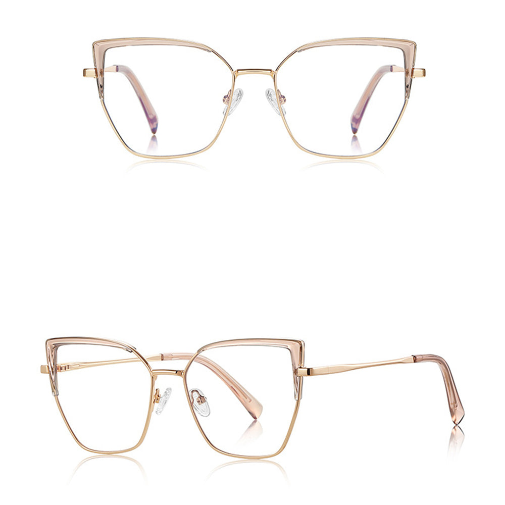 Óculos de Computador Femininos Techsuit 3156, Anti-Luz Azul, Dourado Rosa