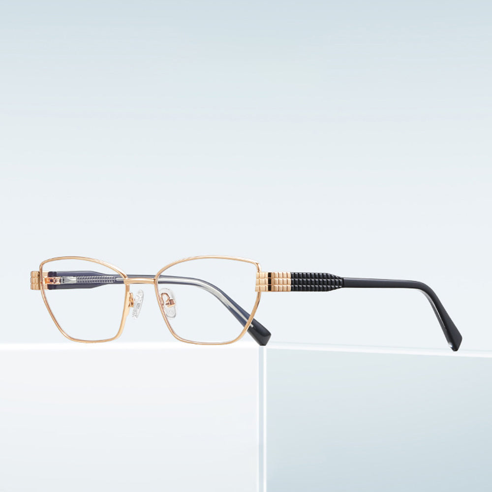 Óculos de Computador Femininos Techsuit 3162, Anti-Luz Azul, Dourados