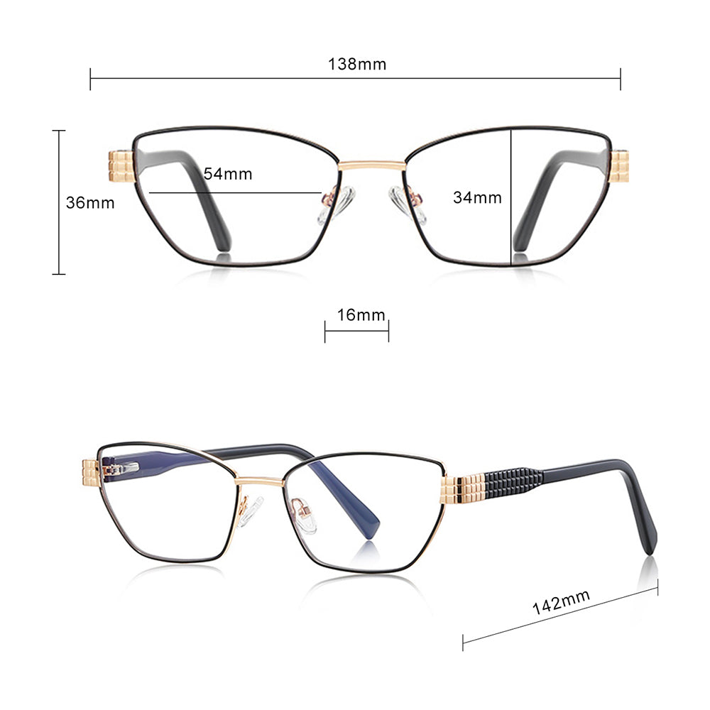 Óculos de Computador Femininos Techsuit 3162, Anti-Luz Azul, Dourados